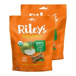 Riley's Organics Tasty Apple Large Bone Dog Treats, 5 Oz., 2-Pack