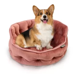 Precious Tails Ultra Plush Mini Tufted Velvet Round Cuddler Donut Pet Bed