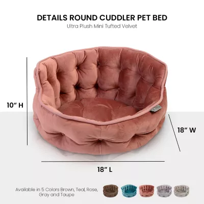 Precious Tails Ultra Plush Mini Tufted Velvet Round Cuddler Donut Pet Bed - Image 2