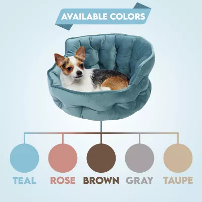 Precious Tails Ultra Plush Mini Tufted Velvet Round Cuddler Donut Pet Bed - Image 7