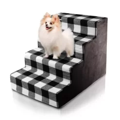 Precious Tails Plaid High Density Foam Steps Pet Dog Stairs