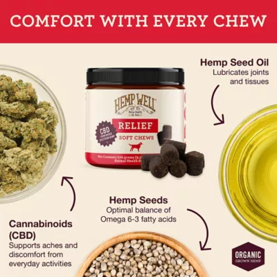 Hemp Well Hemp Relief Soft Chew Hip And Joint And Calming Supplement Treats For Dogs, 60 Ct. - Image 2