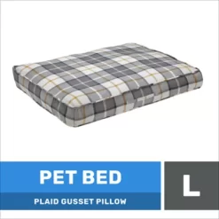 Retriever Rectangular Plaid Gusset Pillow Pet Bed, Large