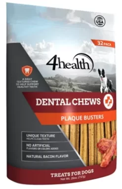 4health Plaque Buster Bacon Flavor Dog Dental Chews, 32 Ct.