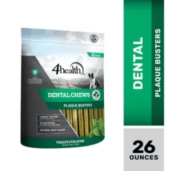 4health Plaque Buster Dental Dog Treats, Mint, 32 Ct.