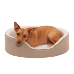 FurHaven Faux Sherpa And Suede Orthopedic Oval Dog Bed