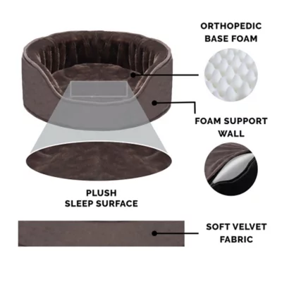 FurHaven Plush And Velvet Orthopedic Oval Dog Bed - Image 3