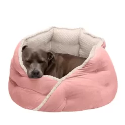 FurHaven Minky Faux Fur And Velvet Calming Hug Pet Bed