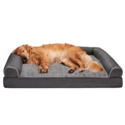 FurHaven Luxe Fur And Performance Linen Orthopedic Sofa Dog Bed