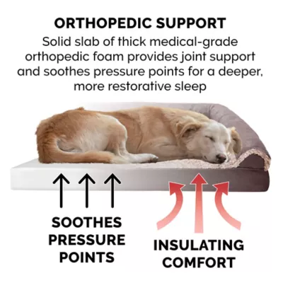FurHaven 2-Tone Fur And Suede Orthopedic Sofa Dog Bed - Image 4