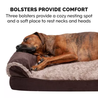 FurHaven 2-Tone Fur And Suede Orthopedic Sofa Dog Bed - Image 6