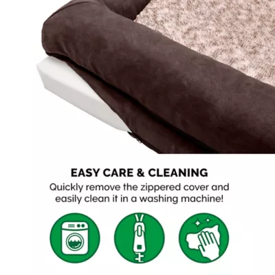 FurHaven 2-Tone Fur And Suede Orthopedic Sofa Dog Bed - Image 7