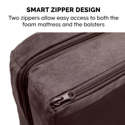 FurHaven 2-Tone Fur And Suede Orthopedic Sofa Dog Bed - Image 8