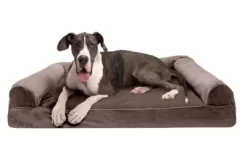 FurHaven Faux Fur & Velvet Memory Top Sofa Dog Bed