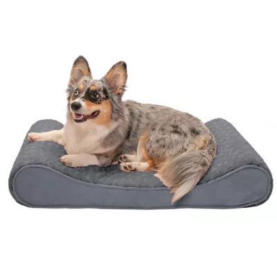 FurHaven Ultra Plush And Suede Luxe Lounger Cooling Gel Foam Dog Bed