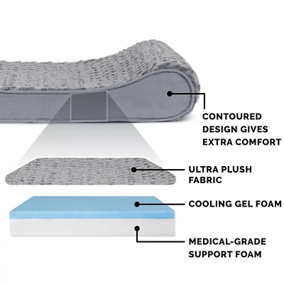 FurHaven Ultra Plush And Suede Luxe Lounger Cooling Gel Foam Dog Bed - Image 4