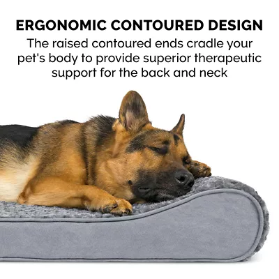 FurHaven Ultra Plush And Suede Luxe Lounger Cooling Gel Foam Dog Bed - Image 5