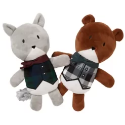 FurHaven Dapper Dandies Plush Dog Toy Set - Woodland Collection - Bear And Squirrel (2PK)