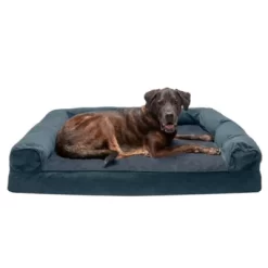 FurHaven Faux Fleece And Chenille Soft Woven Memory Mattress Sofa Dog Bed