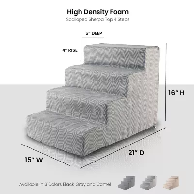 Precious Tails Herringbone High-Density Foam 4-Step Pet Dog Stairs - Image 3
