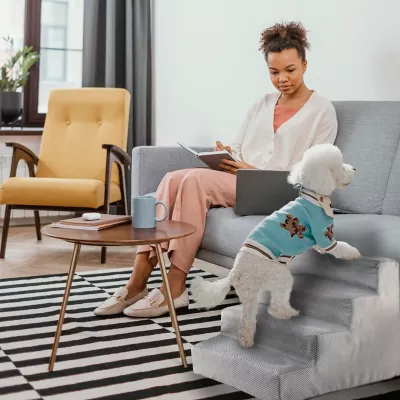 Precious Tails Herringbone High-Density Foam 4-Step Pet Dog Stairs - Image 6