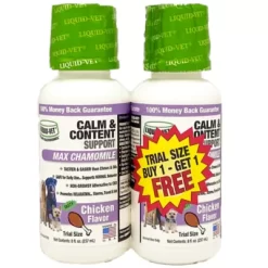 Liquid-Vet K9 Calm And Content Support Chicken Flavor Anxiety Supplement For Dogs, 8 Oz., 2 Pk.