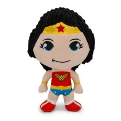 Buckle-Down DC Comics Plush Squeaker Wonder Woman Full Body Standing Pose With Corduroy Hair Dog Toy