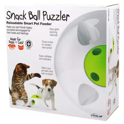 L'chic Snack Ball Puzzle Pet Toy, Educational Puzzle And Feeder For Both Dogs And Cats, Green/White - Image 2
