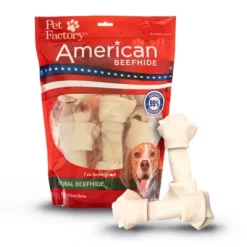 Pet Factory American Beefhide Bones Natural Flavor Dog Chews, 6-7 In., 10 Ct.