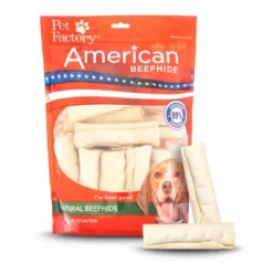Pet Factory American Beefhide Rolls Natural Flavor Dog Chews, 4-4.5 In., 22 Ct.