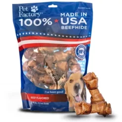 Pet Factory Made In USA Beefhide Bones Beef Flavored - 4in., 18 Ct.