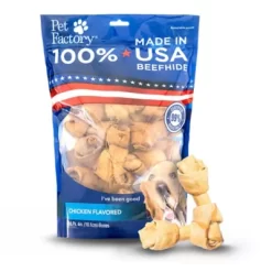 Pet Factory Made In USA Beefhide Bones Chicken Flavor Dog Chews, 4 In., 18 Ct.