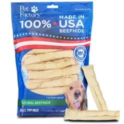 Pet Factory Made In USA Beefhide Chip Rolls Natural Flavor Dog Chews, 5 In., 22 Ct.
