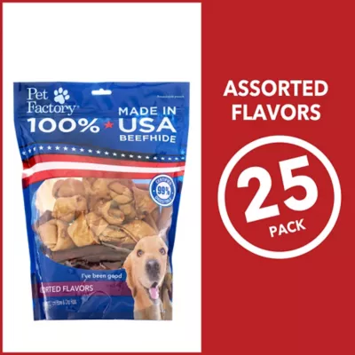 Pet Factory Made In USA Beefhide Small Assorted (12 Bones, 13 Chip Rolls), Assorted Flavors (Beef & Chicken) - 4-6", 25 Count - Image 5