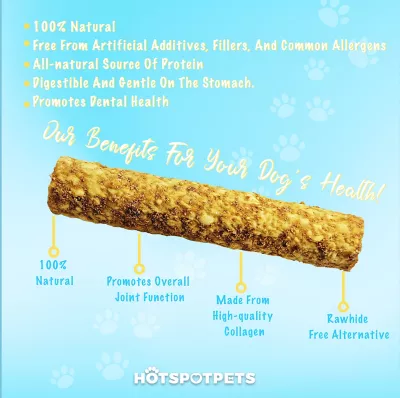 Hotspot Pets Rawhide Alternative Beef Flavored Collagen Rolls Dog Chew Treats, 2 Ct. - Image 3