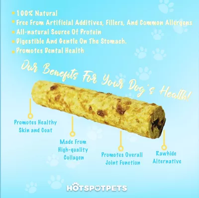 Hotspot Pets Rawhide Alternative Chicken Flavored Collagen Rolls Dog Chew Treats, 2 Ct. - Image 3