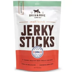 Rocco & Roxie Supply Co Beef Jerky Sticks Dog Treats- 1 Lb. Resealable Pouch