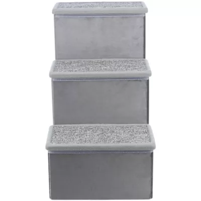TRIXIE Velour Foldable 3-Step Pet Stairs With Storage, Collapsible, Storage Compartments For Pet Toys - Image 5