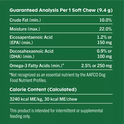 Greenies Skin & Coat Food Soft Chews With Omega 3 Fatty Acids 40 Ct. Chicken Flavor For Adult Dogs Of All Sizes - Image 6