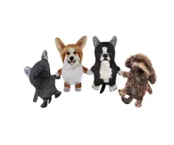 Piggy Poo And Crew Dog Paper Crinkle Squeaker Toy Set, 4 Count