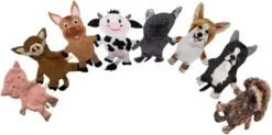 Piggy Poo And Crew Farm And Dog Paper Crinkle Squeaker Toys, 8 Count