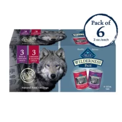 Blue Buffalo Wilderness High Protein Beef & Salmon Adult Wet Dog Food Variety Pack Grain-Free, 12.5 Oz. Cans (6 Pack)
