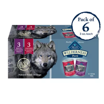 Blue Buffalo Wilderness High Protein Beef & Salmon Adult Wet Dog Food Variety Pack Grain-Free, 12.5 Oz. Cans (6 Pack)