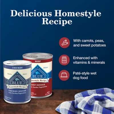 Blue Buffalo Homestyle Recipe Chicken & Beef Pate Adult Wet Dog Food Variety Pk., Whole Grain, 12.5 Oz. Cans (6 Pack) - Image 4