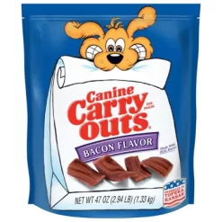 New! Canine Carry Outs Bacon Dog Treats, 47 Oz.