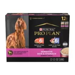 Purina Pro Plan Sensitive Skin And Stomach Dog Food Pate Salmon And Rice And Lamb And Oat Meal Wet Dog Food Variety Pack