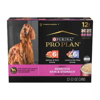 Purina Pro Plan Sensitive Skin And Stomach Dog Food Pate Salmon And Rice And Lamb And Oat Meal Wet Dog Food Variety Pack