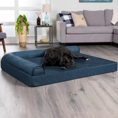 FurHaven Plush & Almond Print Orthopedic Deluxe L-Chaise Pet Bed For Dogs & Cats - Image 2