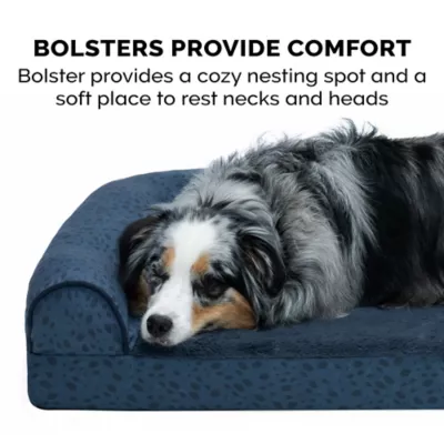 FurHaven Plush & Almond Print Orthopedic Deluxe L-Chaise Pet Bed For Dogs & Cats - Image 4