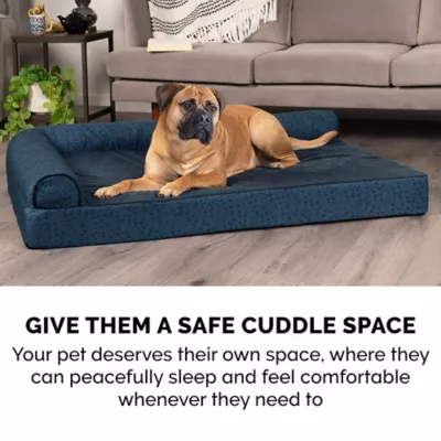 FurHaven Plush & Almond Print Orthopedic Deluxe L-Chaise Pet Bed For Dogs & Cats - Image 5